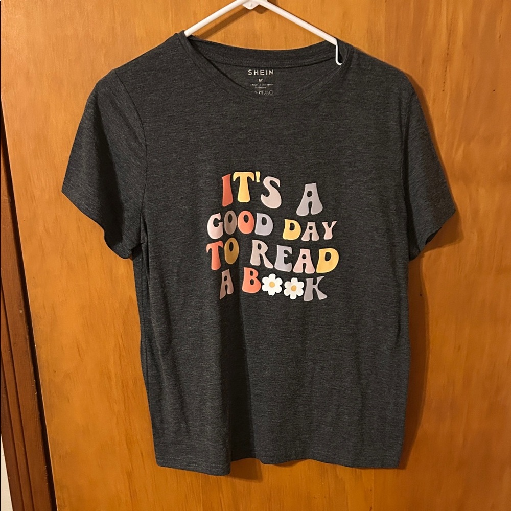 Dark Gray Tee with Colorful Text